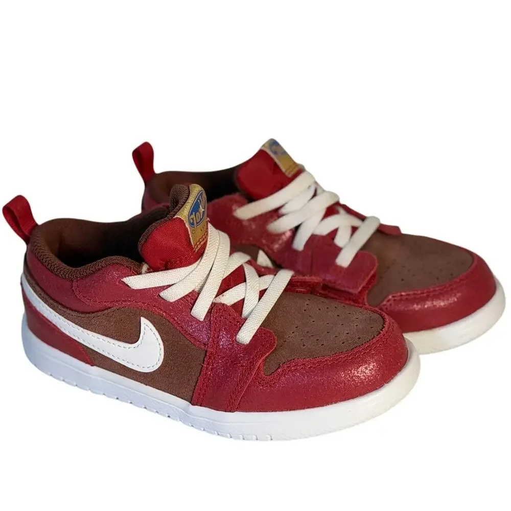 Air Jordan 1 Low ALT Toddler Shoes Red Brown White US 10C Hook & Loop Sneakers